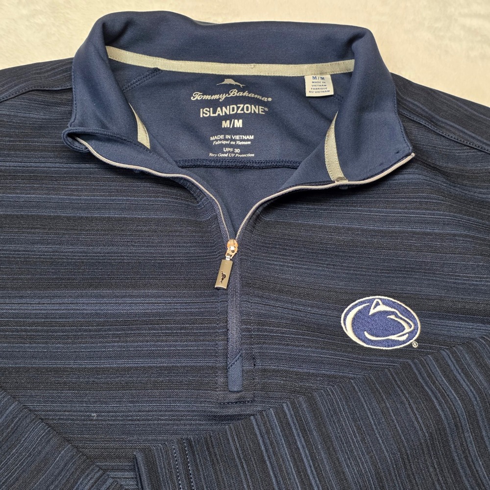 Tommy Bahama Penn State IslandZone Quarter Zip Pullover Mens Medium Navy Blue